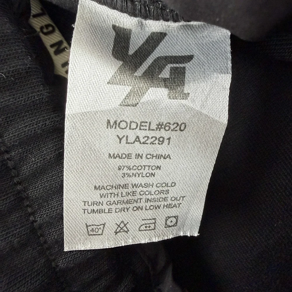 YoungLA Chino Pants Mens 32 Black Regular Fit Elastic Waist Tapered Casual 32x26